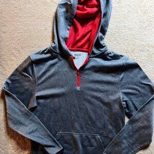 Zelos Sz Youth Large Heather‎ Gray Red Trim Hood Zip Pocket Pullover (R)